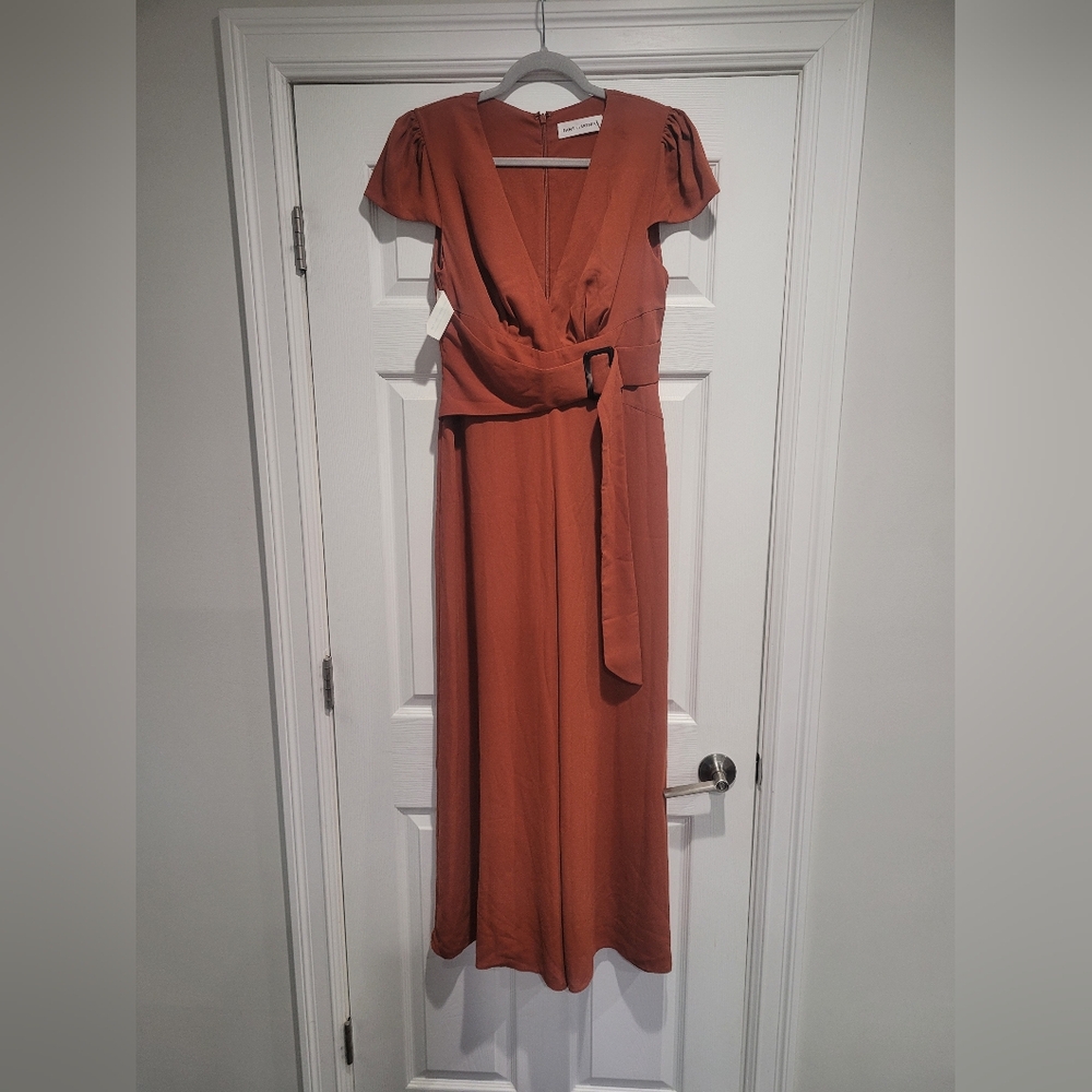 Fame and Partners Terracotta Wrap Jumpsuit